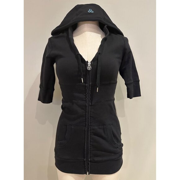 Aritzia TNA Hoodie Sweatshirt Black Womens Size Small Tunic V Neck 3/4 S… - Picture 1 of 6